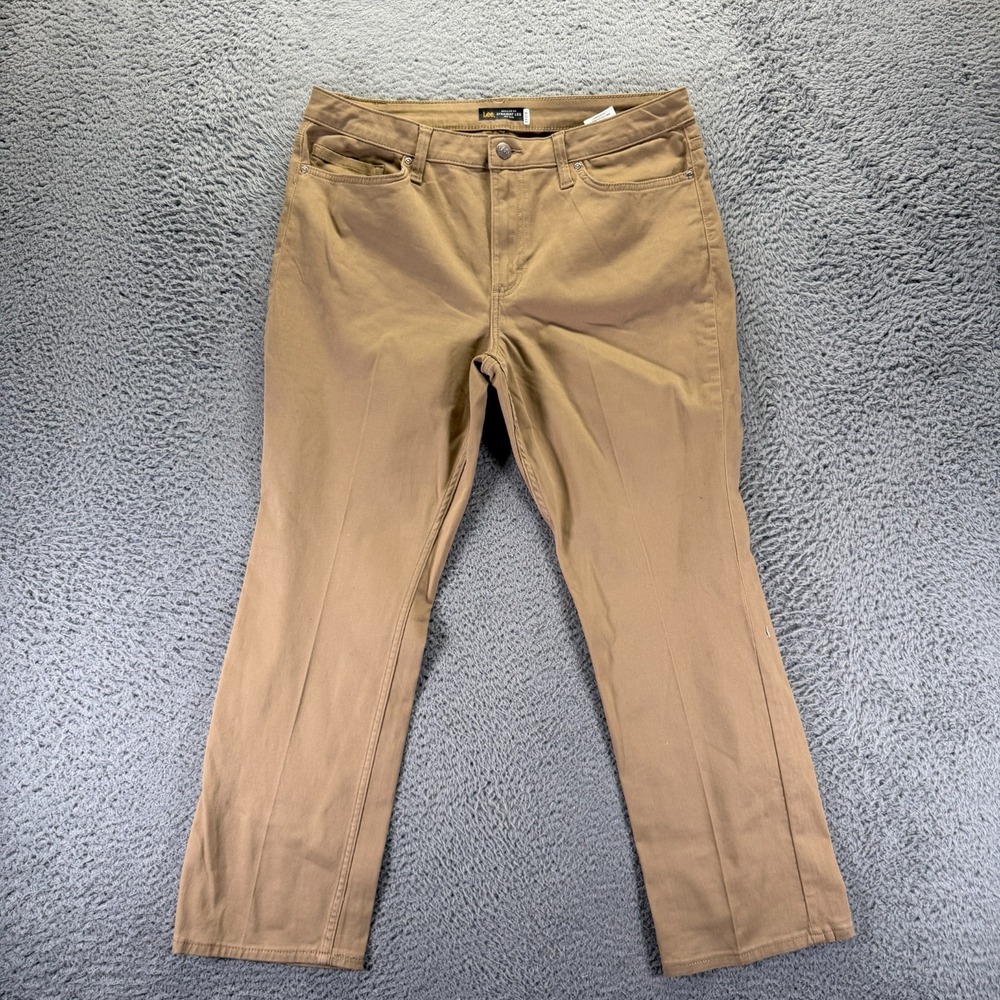 Lee Jeans Women's 16 Beige Cotton Denim Straight Leg Workwear Travel Stretch‎